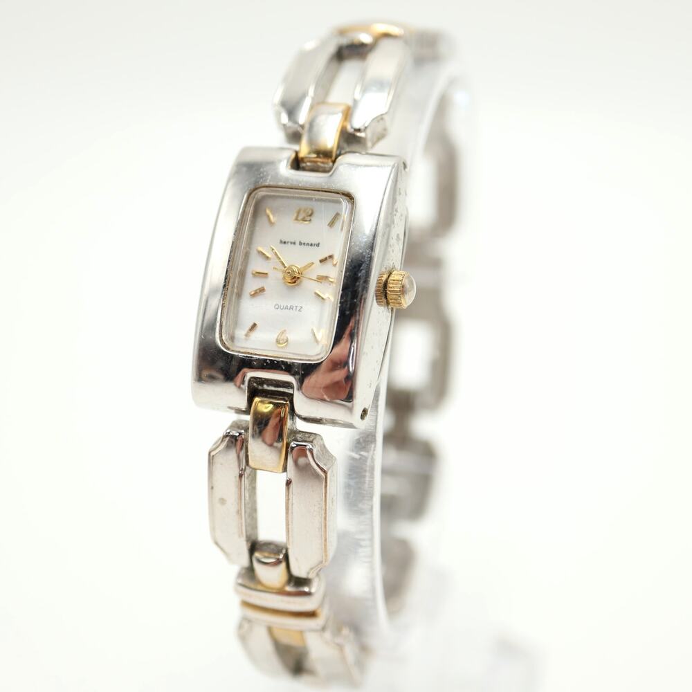 Harve Bernard Womens Faded Two Tone MOP Watch 19mm Rectangle Dial w New Battery